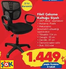 FİLELİ ÇALIŞMA KOLTUĞU SİYAH FİLELİ ÇALIŞMA KOLTUĞU SİYAH